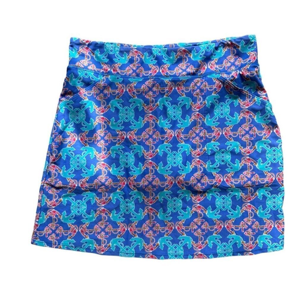 Spunkwear Athletic Skort Tennis Skirt‎ Nautical Tropical Anchor Print Sz M USA